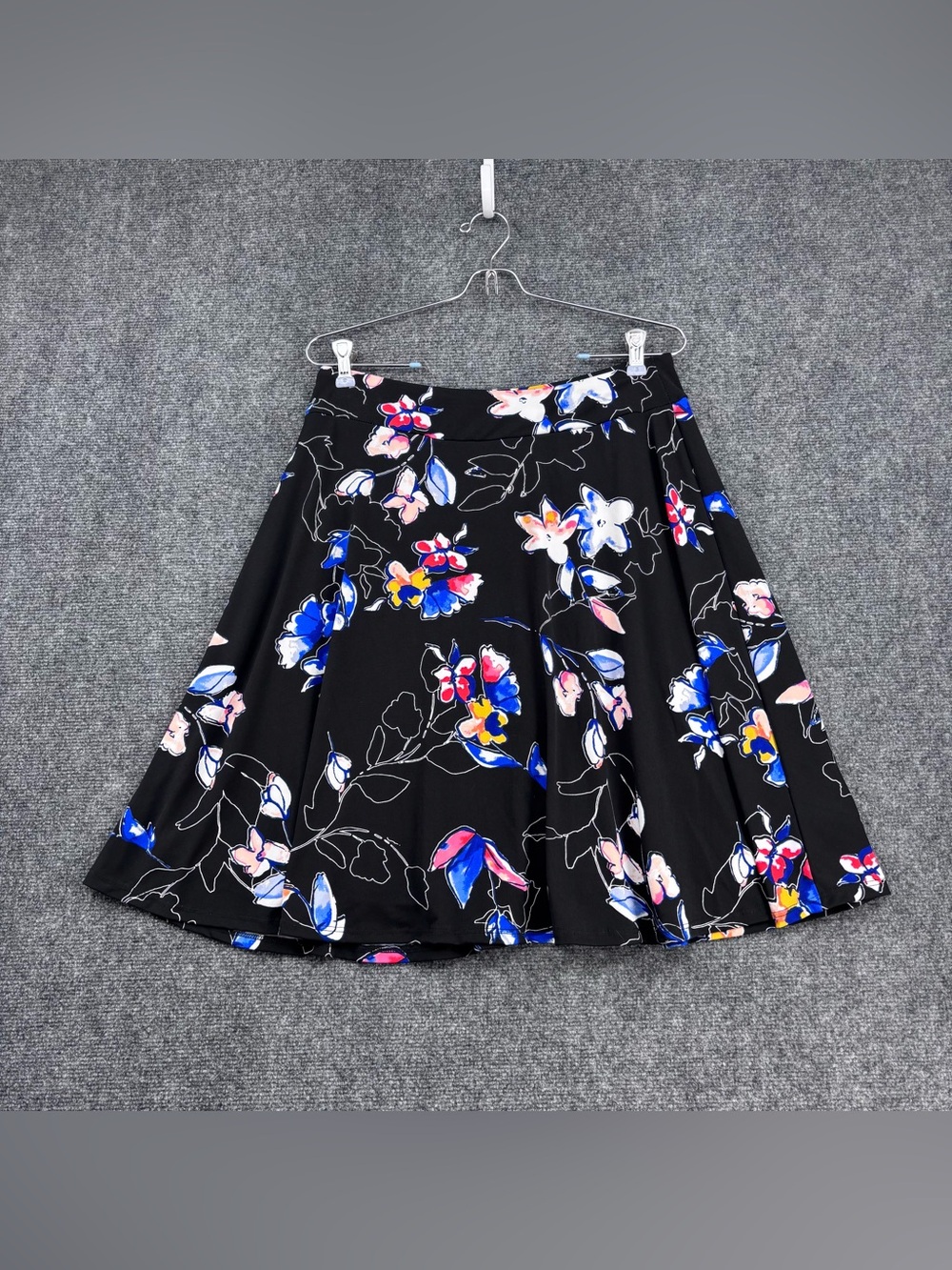 Renee C Dark Floral Artsy A Line Office Skirt Women’s M Made In USA